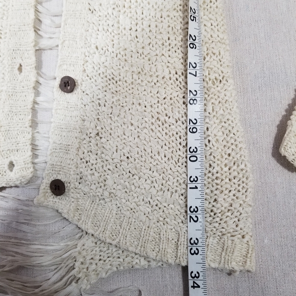 Daytrip Women's Size Small Ivory Open Weave Ladder Back Cardigan Mid Length - Picture 14 of 15